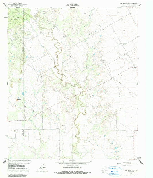 Classic USGS Hog Mountain Texas 7.5'x7.5' Topo Map Image