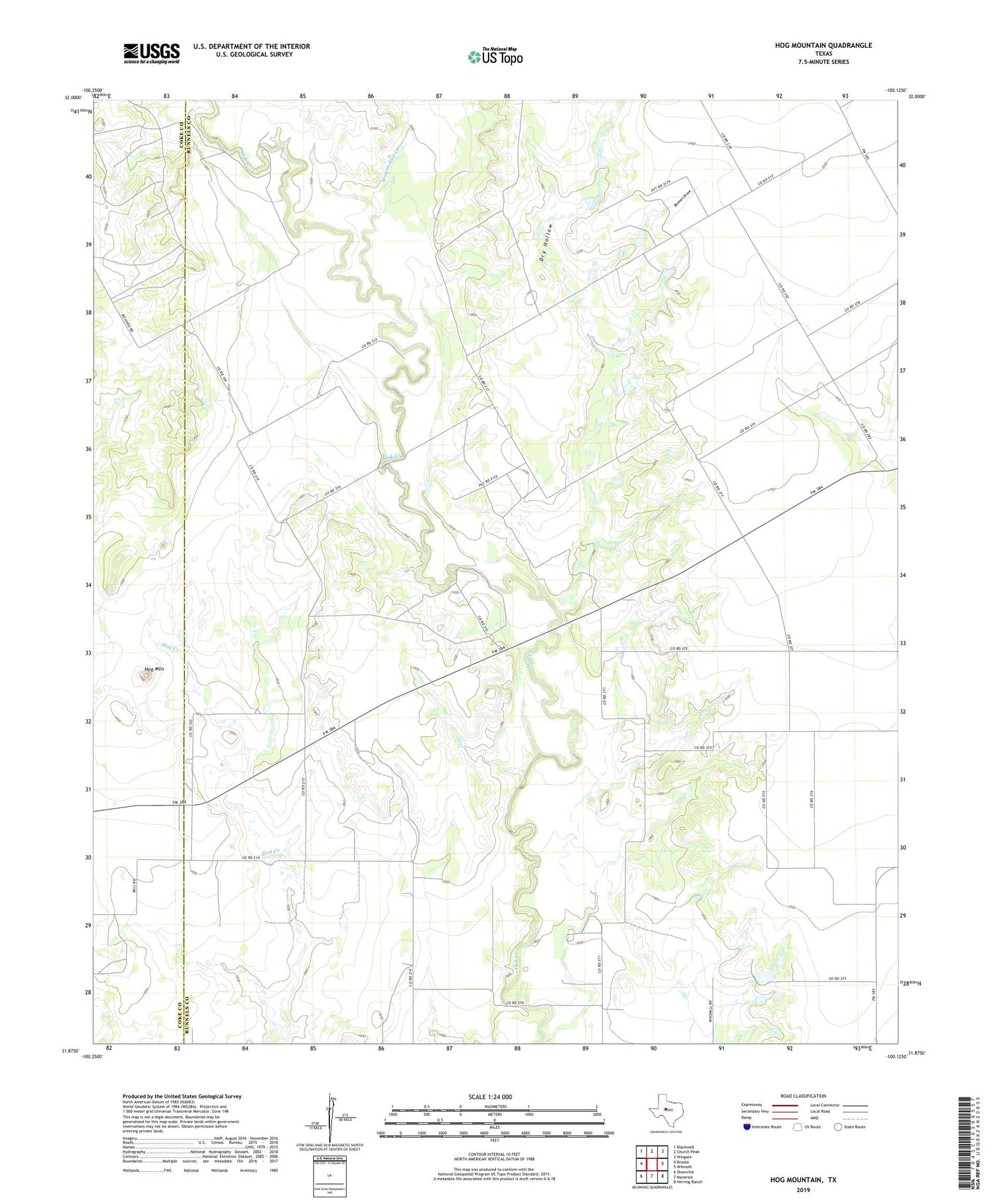 Hog Mountain Texas US Topo Map Image