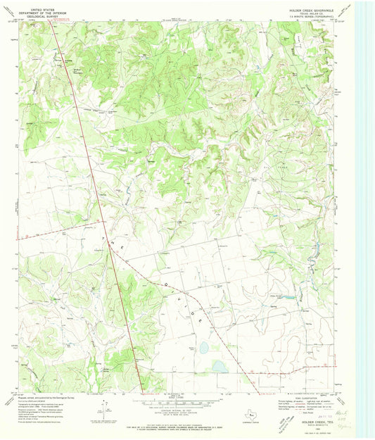 Classic USGS Holder Creek Texas 7.5'x7.5' Topo Map Image
