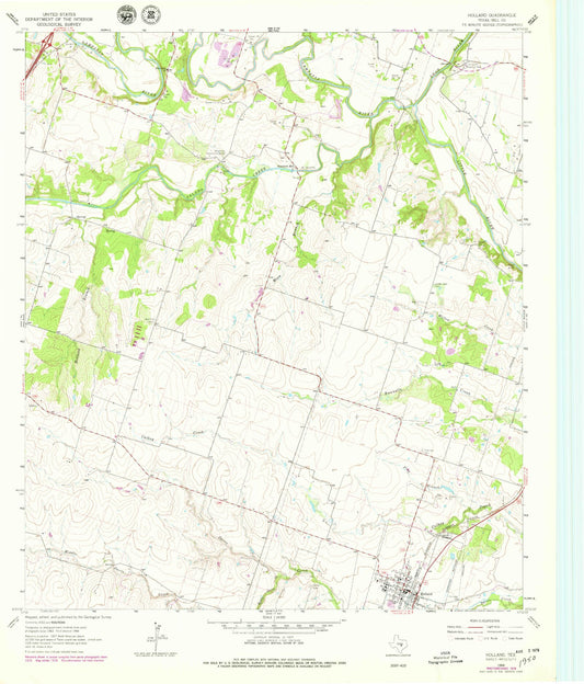 Classic USGS Holland Texas 7.5'x7.5' Topo Map Image