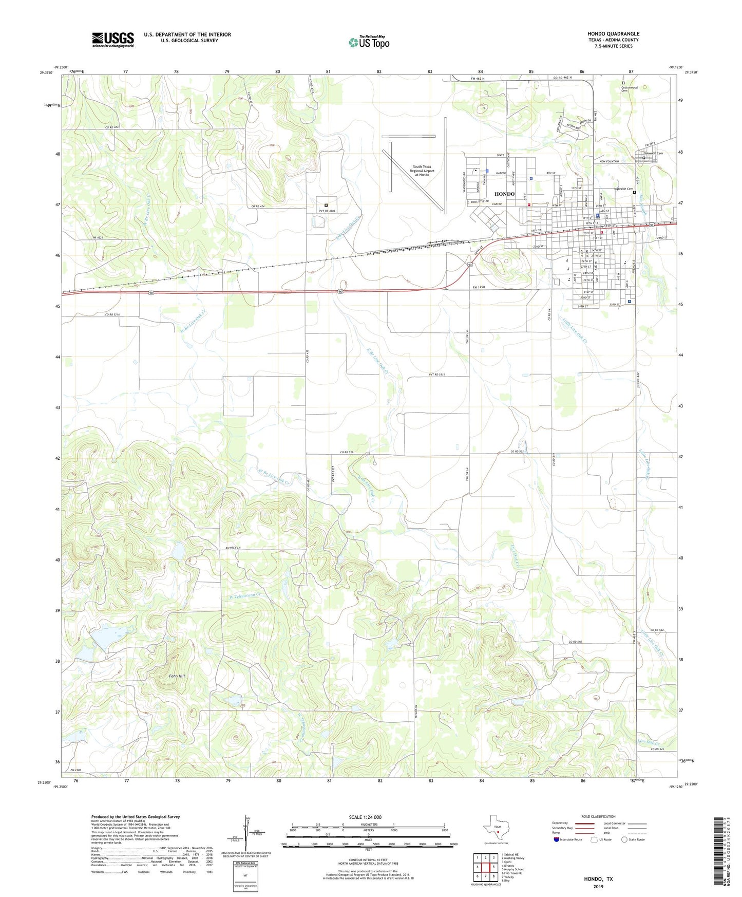 Hondo Texas US Topo Map Image