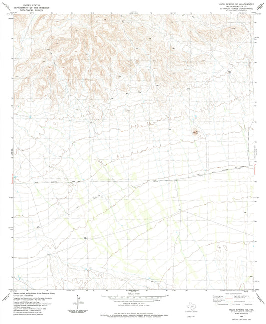 Classic USGS Hood Spring SE Texas 7.5'x7.5' Topo Map Image