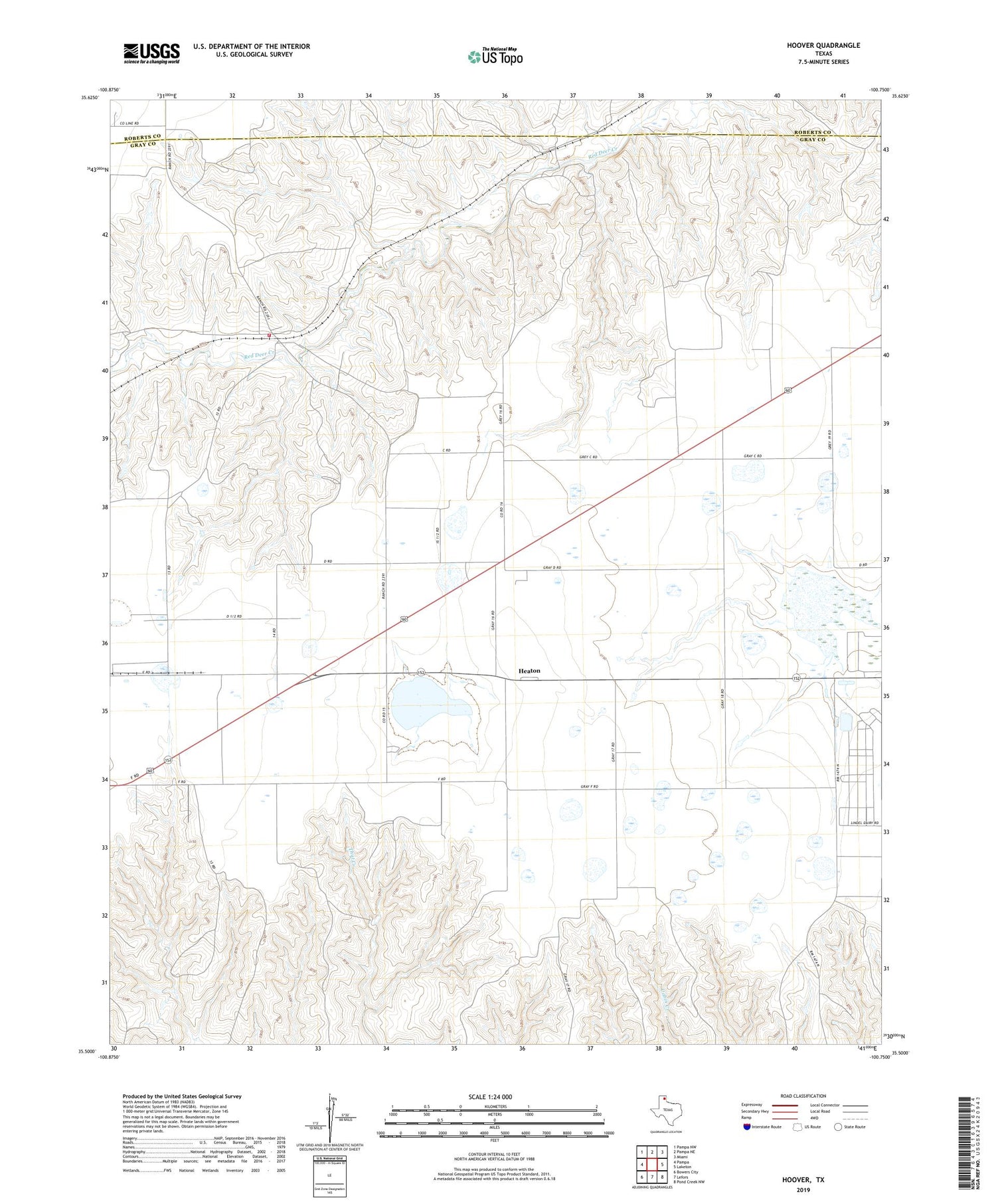 Hoover Texas US Topo Map Image