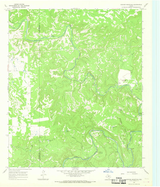 Classic USGS Hoover Mountain Texas 7.5'x7.5' Topo Map Image