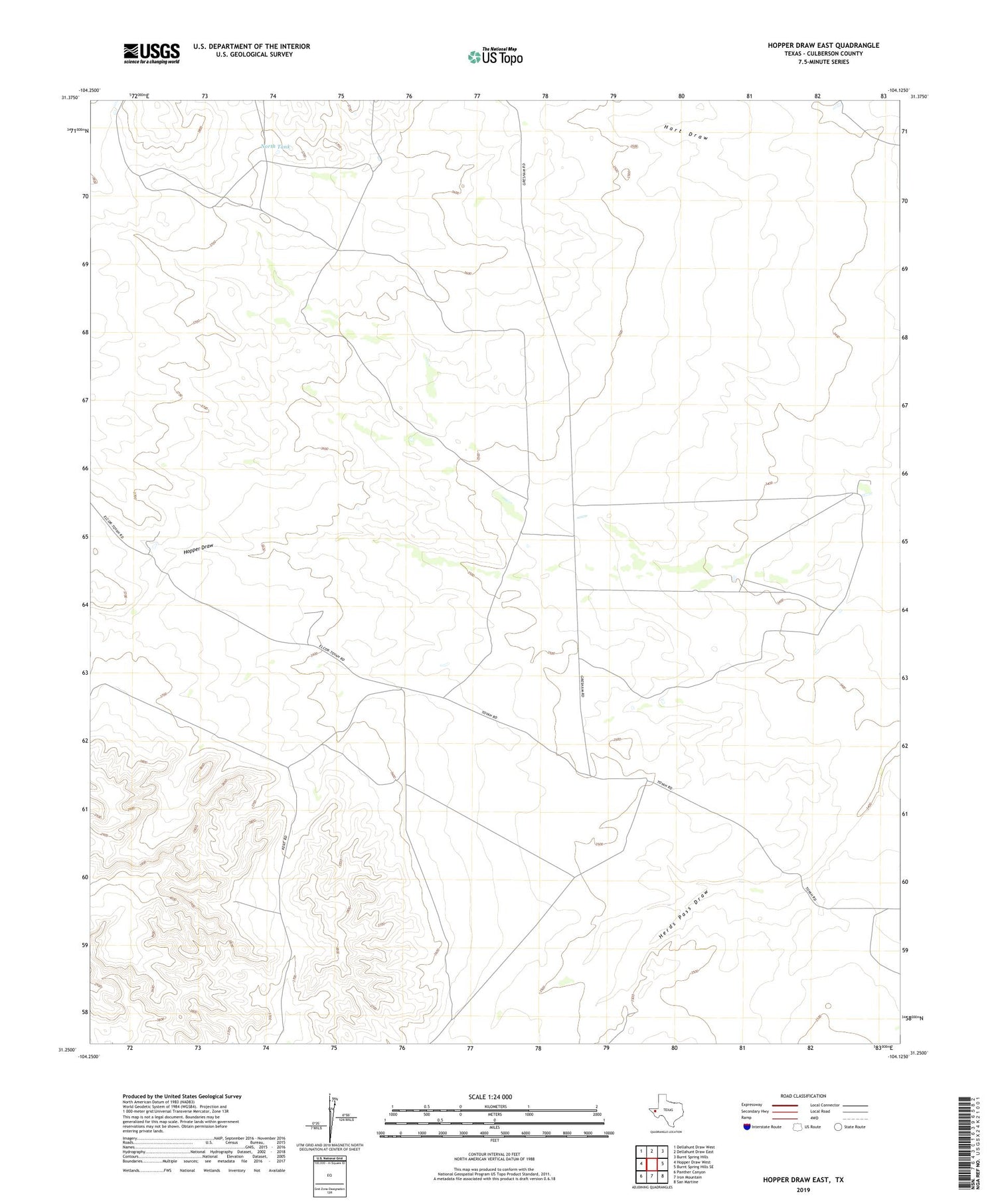 Hopper Draw East Texas US Topo Map Image