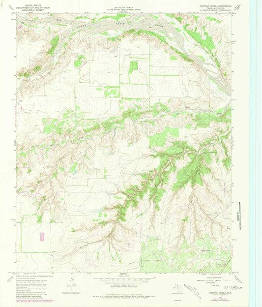 Classic USGS Hornica Creek Texas 7.5'x7.5' Topo Map Image