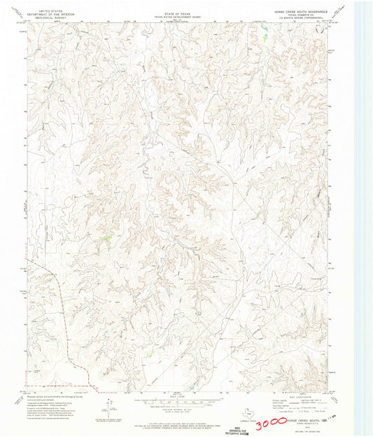 Classic USGS Horse Creek South Texas 7.5'x7.5' Topo Map Image