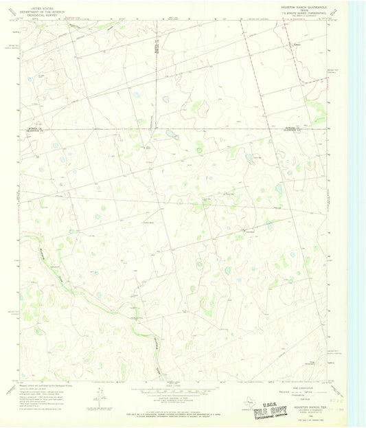 Classic USGS Houston Ranch Texas 7.5'x7.5' Topo Map Image