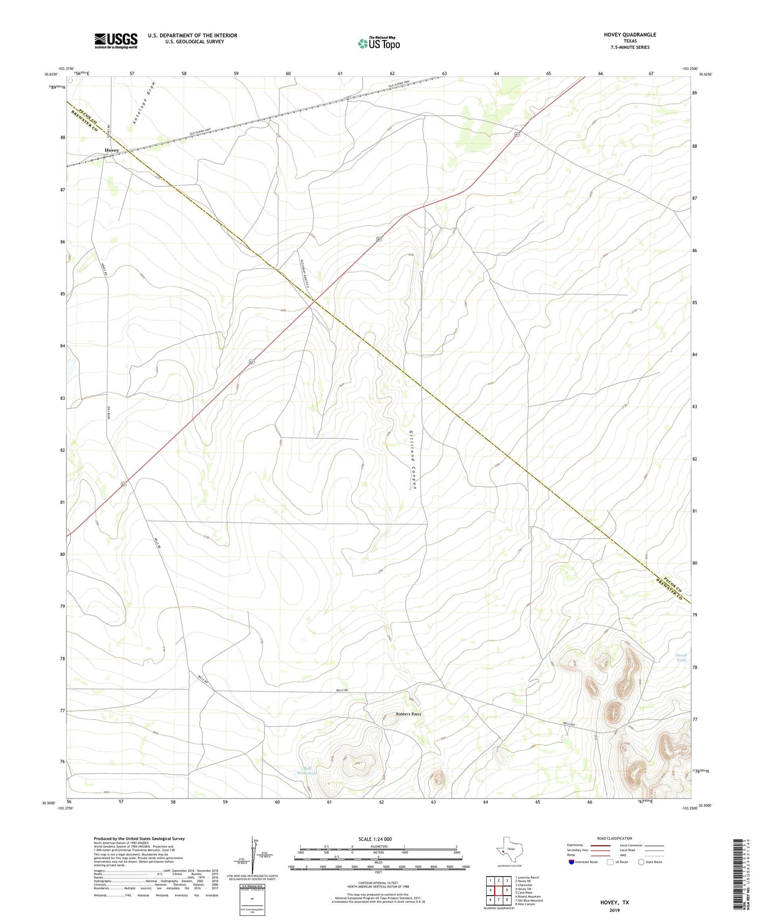 Hovey Texas US Topo Map Image