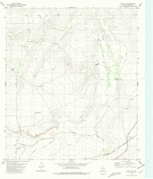 Classic USGS Hovey NE Texas 7.5'x7.5' Topo Map Image