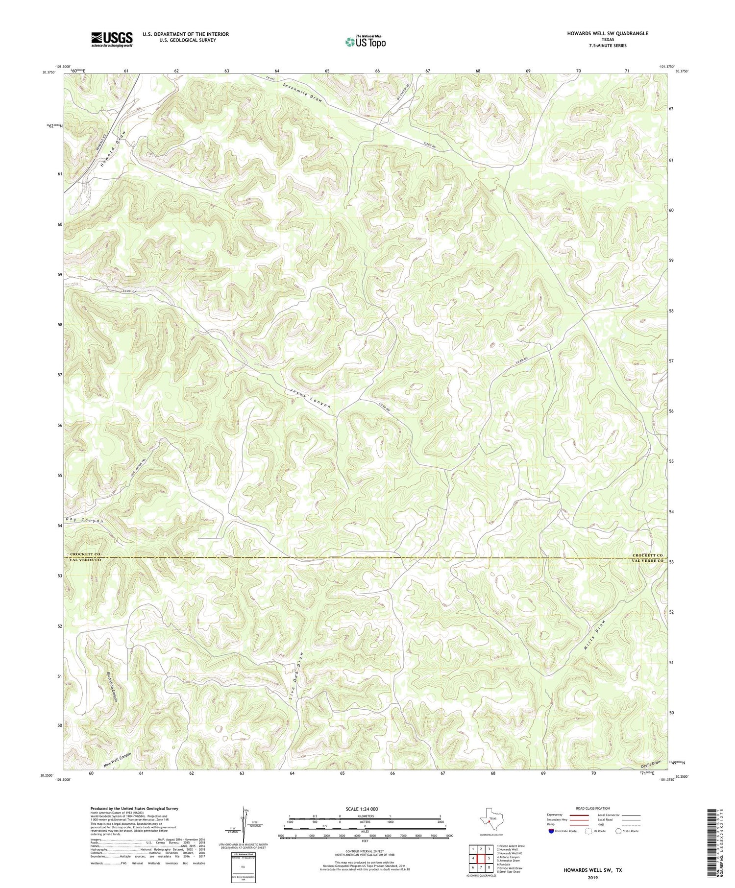 Howards Well SW Texas US Topo Map Image