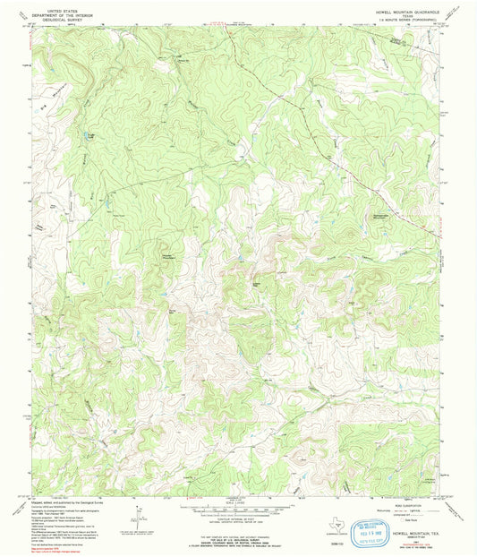 Classic USGS Howell Mountain Texas 7.5'x7.5' Topo Map Image