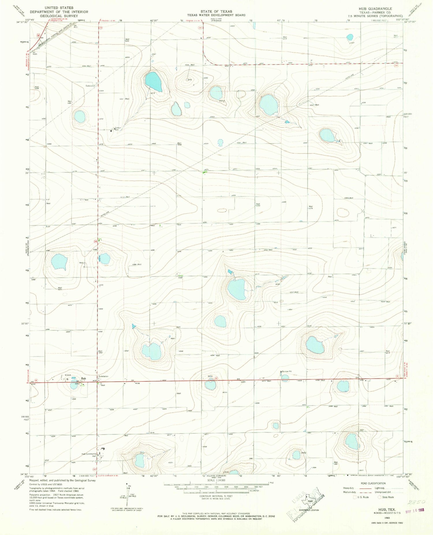 Classic USGS Hub Texas 7.5'x7.5' Topo Map Image