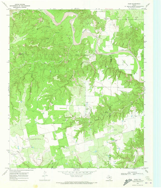 Classic USGS Hudd Texas 7.5'x7.5' Topo Map Image