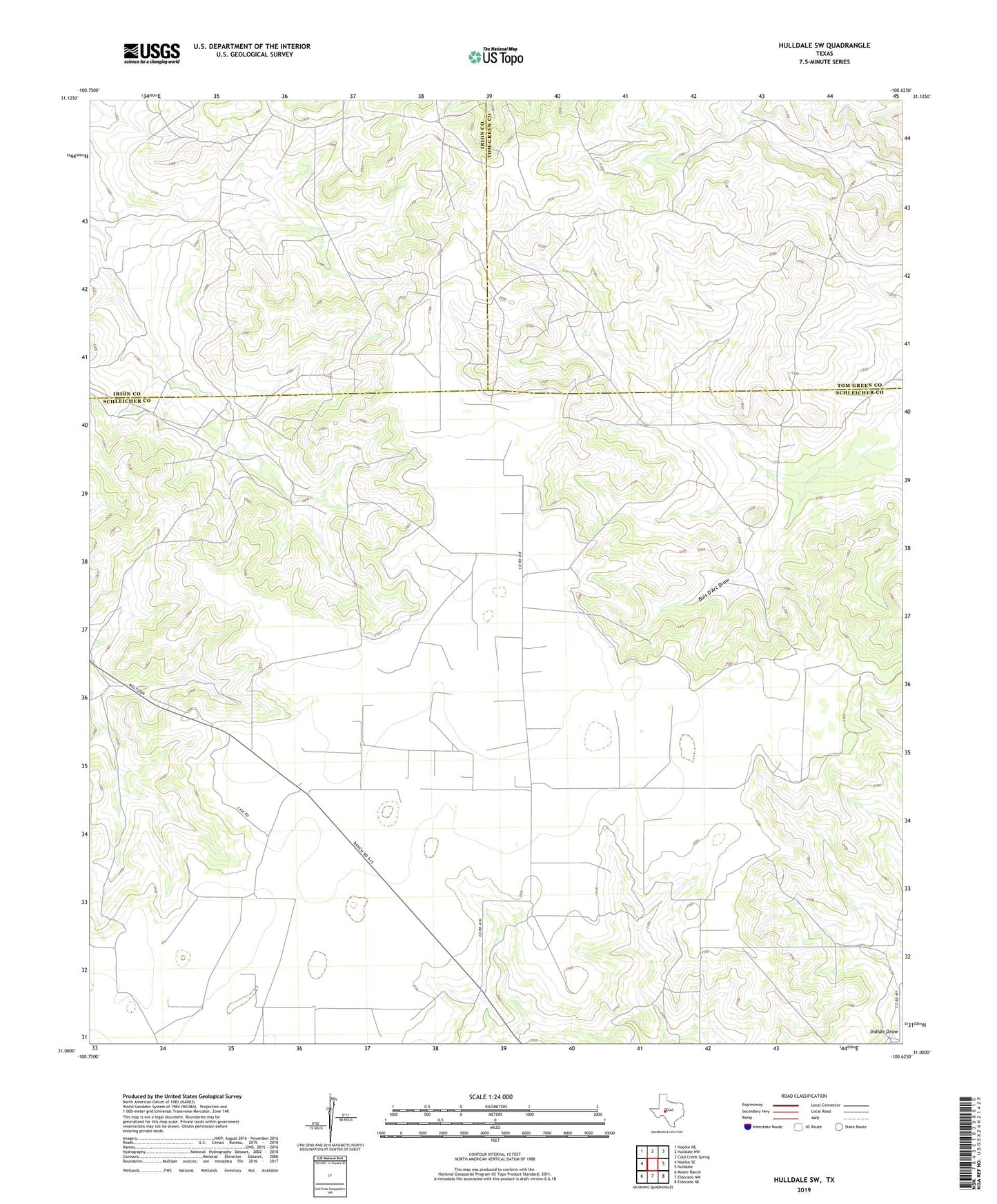 Hulldale SW Texas US Topo Map Image