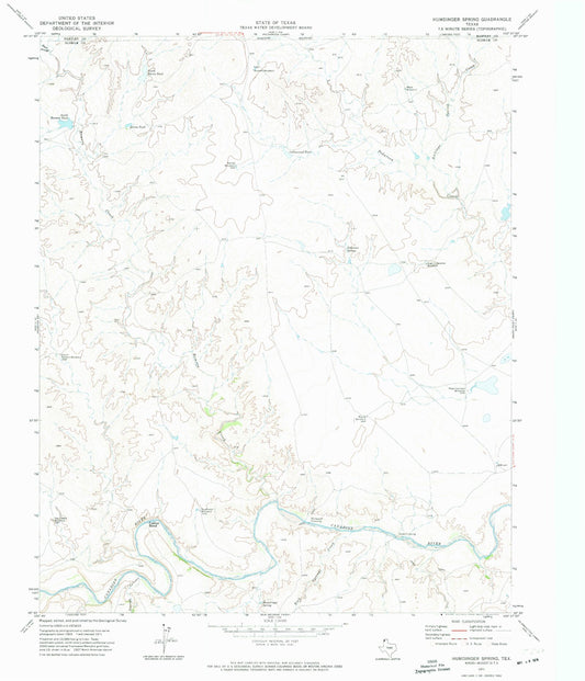 Classic USGS Humdinger Spring Texas 7.5'x7.5' Topo Map Image