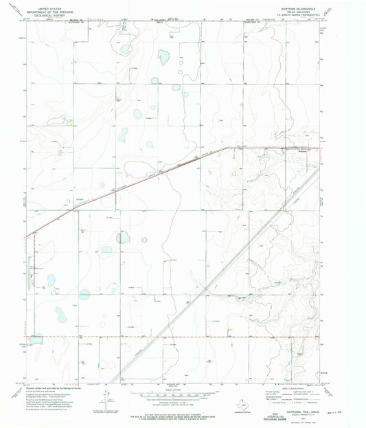 Classic USGS Huntoon Texas 7.5'x7.5' Topo Map Image