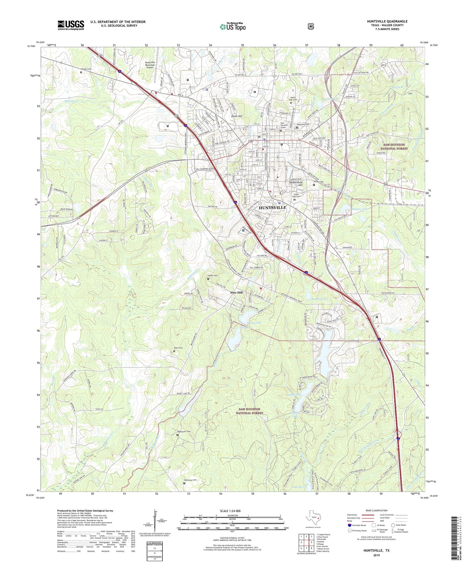 Huntsville Texas US Topo Map Image