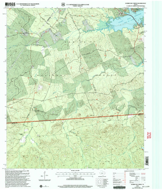 Classic USGS Hurricane Creek Texas 7.5'x7.5' Topo Map Image