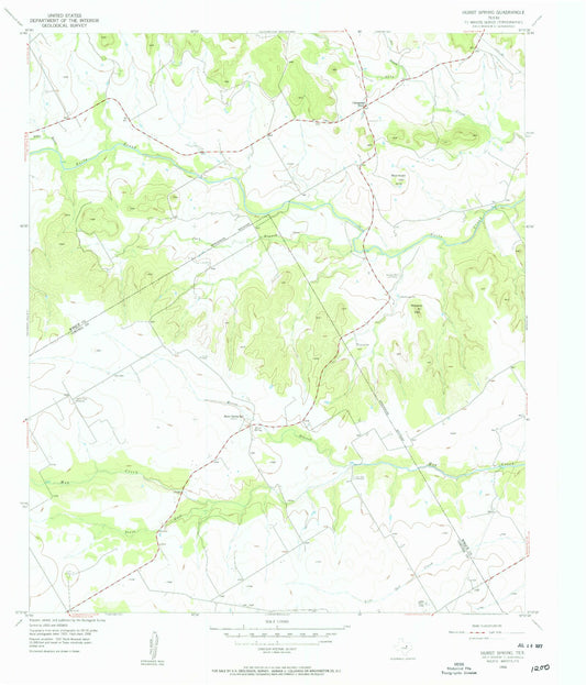 Classic USGS Hurst Spring Texas 7.5'x7.5' Topo Map Image