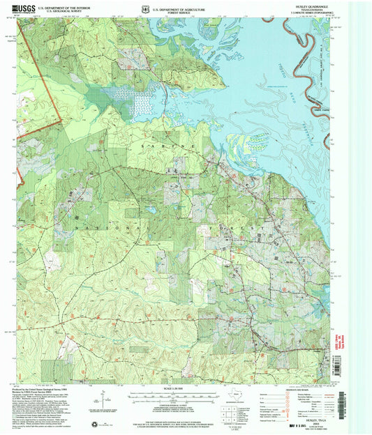 Classic USGS Huxley Texas 7.5'x7.5' Topo Map Image