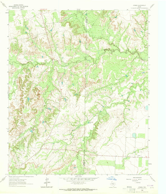 Classic USGS Hyman Texas 7.5'x7.5' Topo Map Image