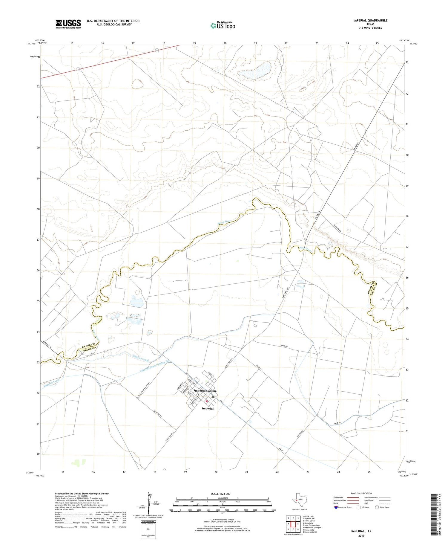 Imperial Texas US Topo Map Image
