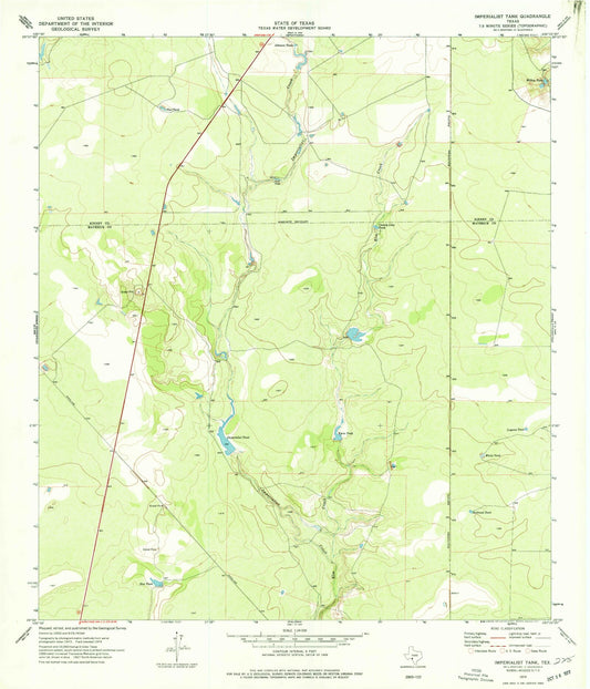 Classic USGS Imperialist Tank Texas 7.5'x7.5' Topo Map Image