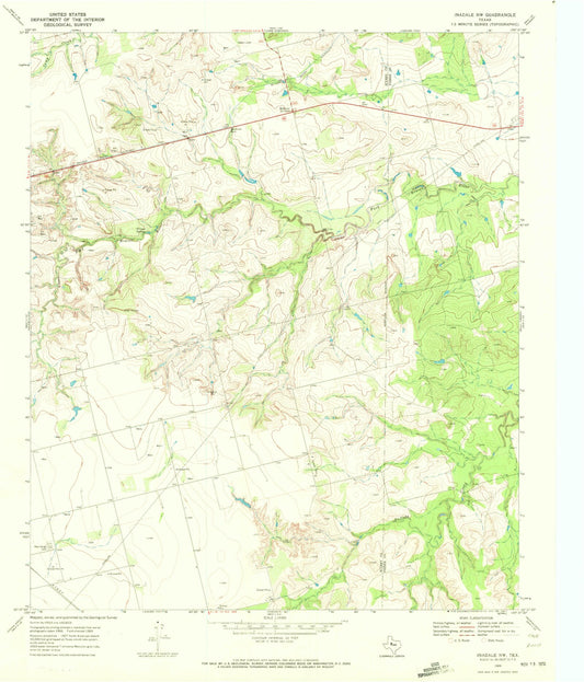 Classic USGS Inadale NW Texas 7.5'x7.5' Topo Map Image