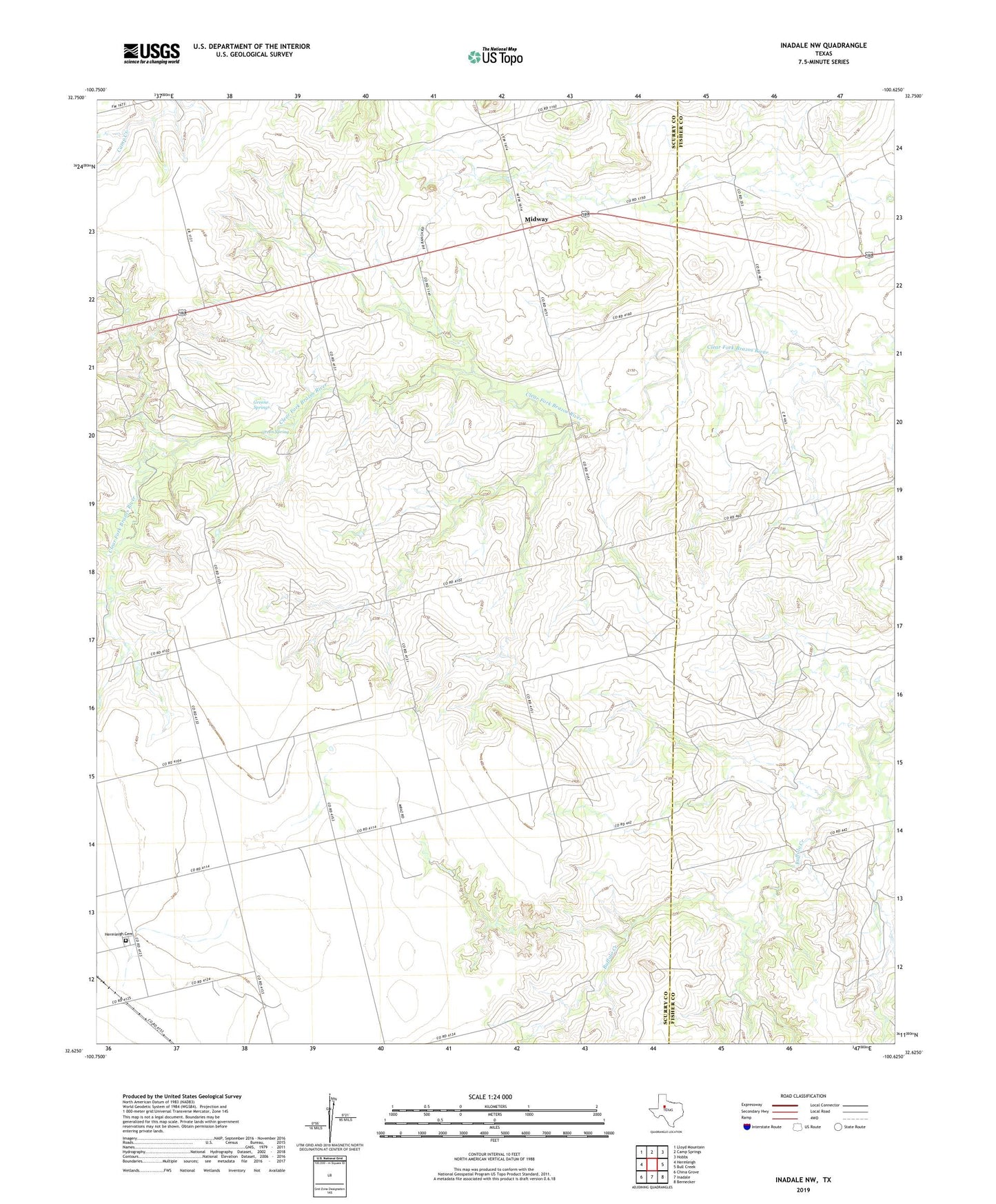Inadale NW Texas US Topo Map Image
