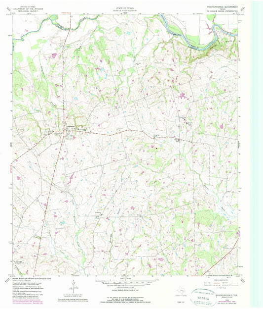 Classic USGS Independence Texas 7.5'x7.5' Topo Map Image