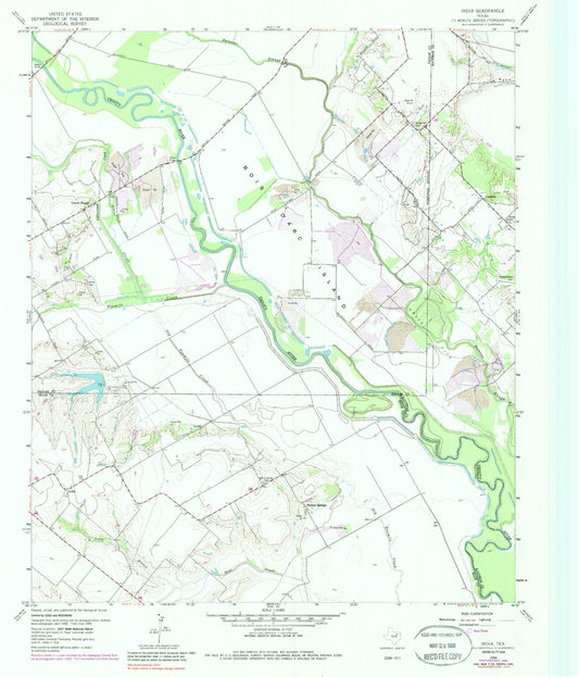Classic USGS India Texas 7.5'x7.5' Topo Map Image