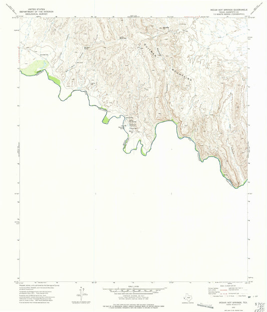 Classic USGS Indian Hot Springs Texas 7.5'x7.5' Topo Map Image