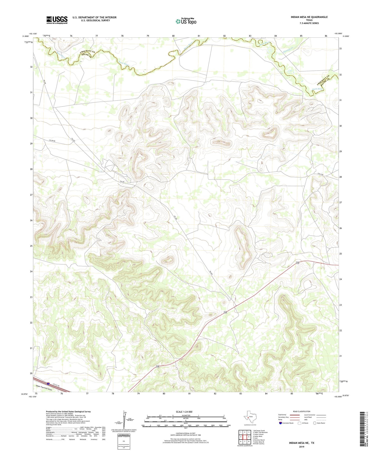 Indian Mesa NE Texas US Topo Map Image