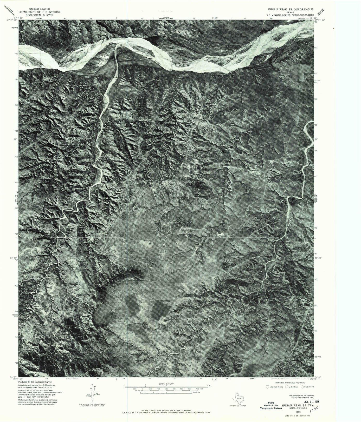 Classic USGS Schott Mountain Texas 7.5'x7.5' Topo Map Image