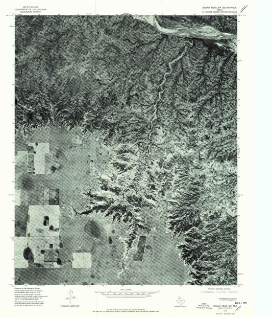 Classic USGS Indian Peak Texas 7.5'x7.5' Topo Map Image