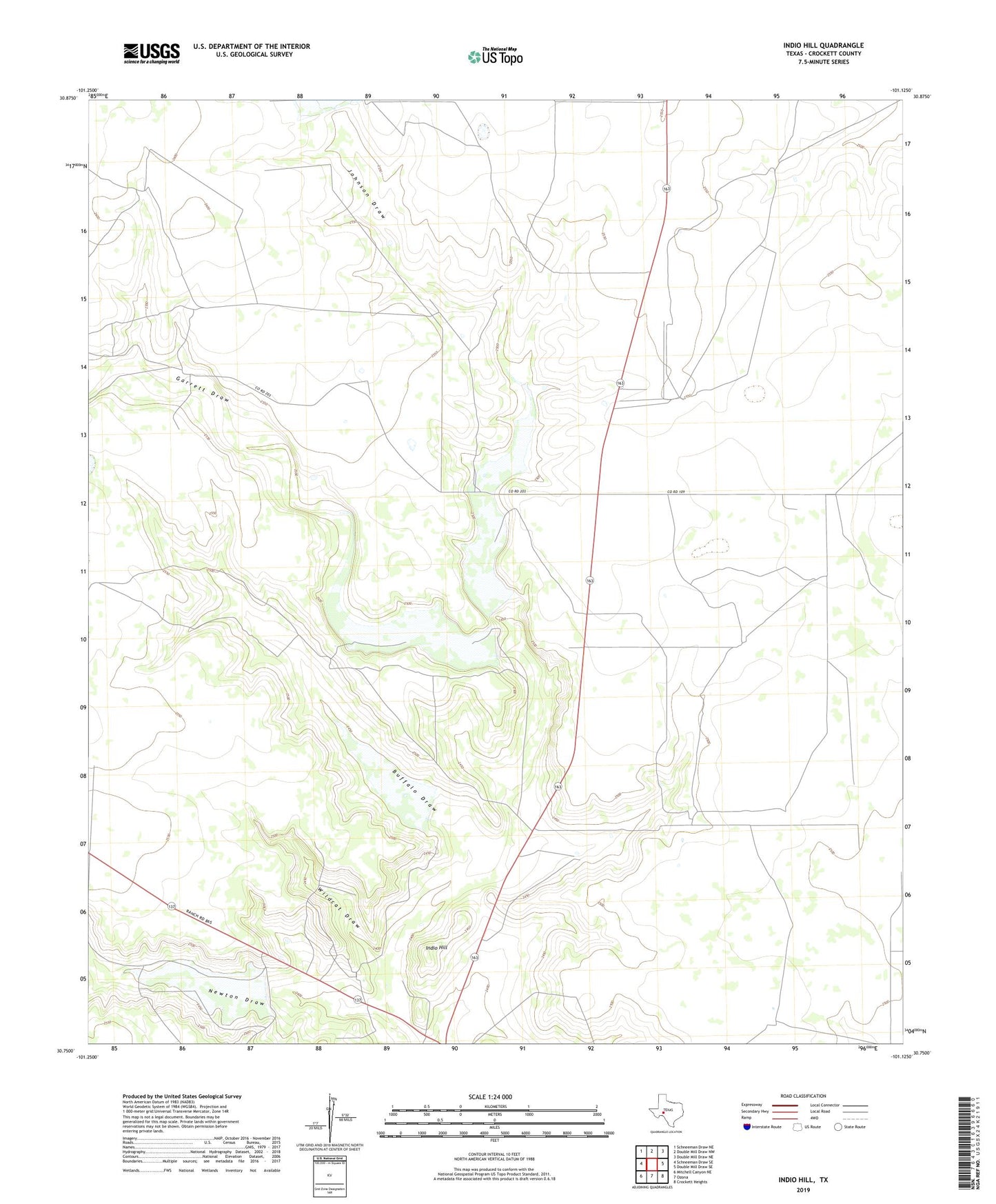 Indio Hill Texas US Topo Map Image