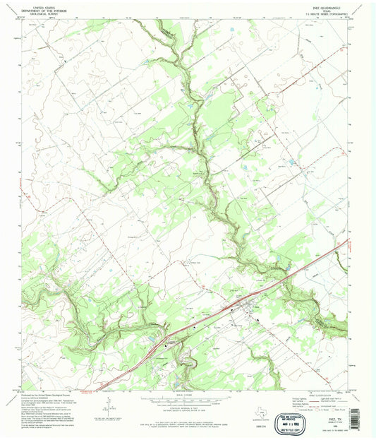 Classic USGS Inez Texas 7.5'x7.5' Topo Map Image