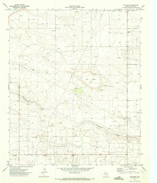 Classic USGS Ink Basin Texas 7.5'x7.5' Topo Map Image
