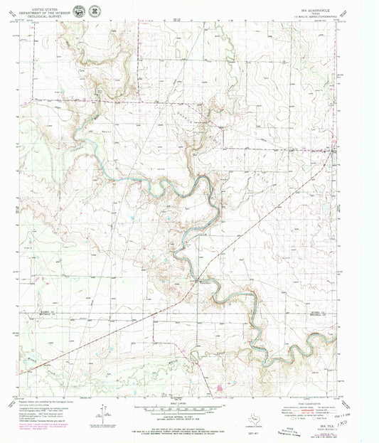Classic USGS Ira Texas 7.5'x7.5' Topo Map Image