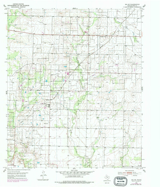 Classic USGS Ira NE Texas 7.5'x7.5' Topo Map Image