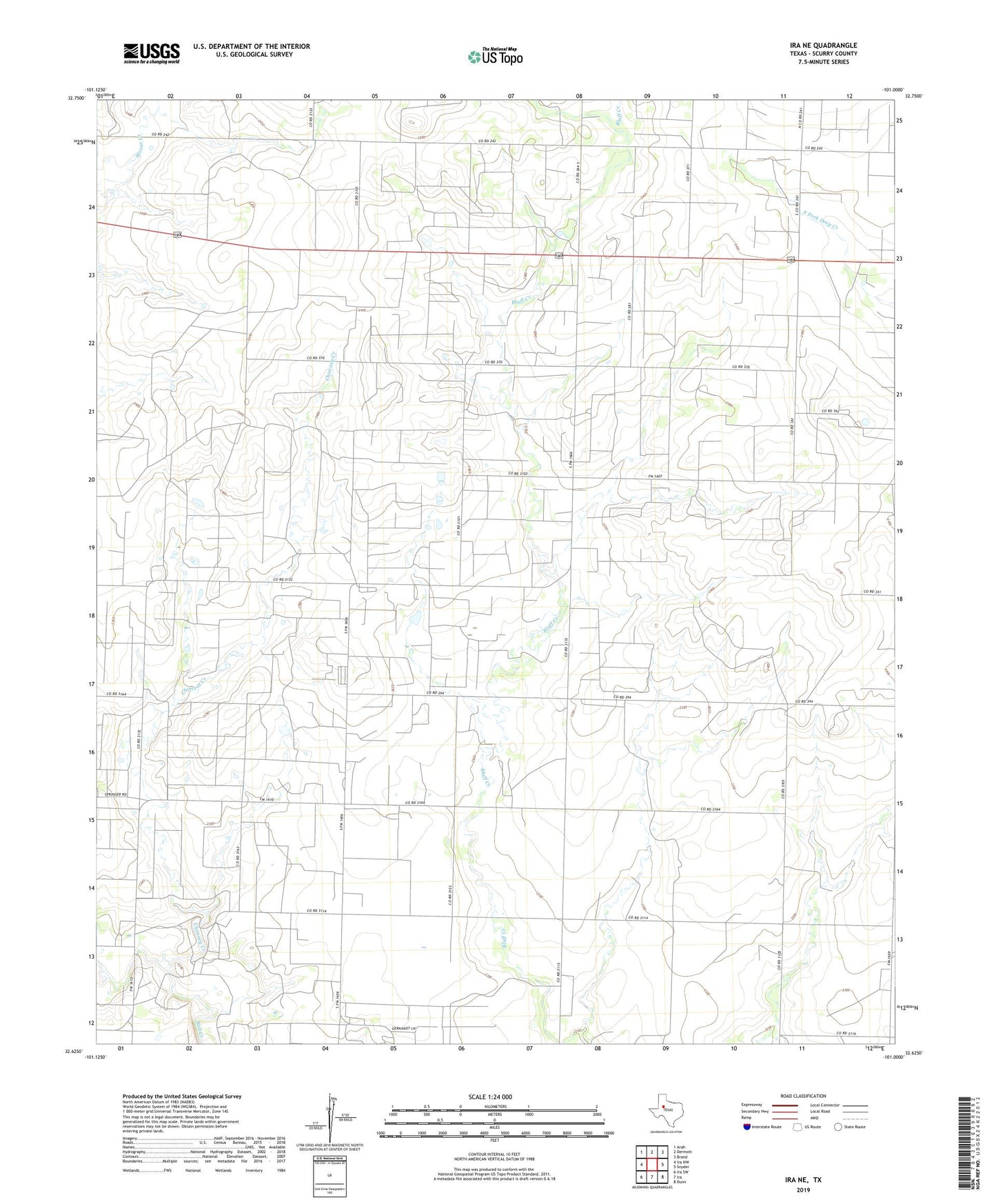 Ira NE Texas US Topo Map Image