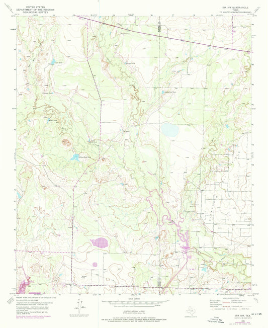 Classic USGS Ira NW Texas 7.5'x7.5' Topo Map Image