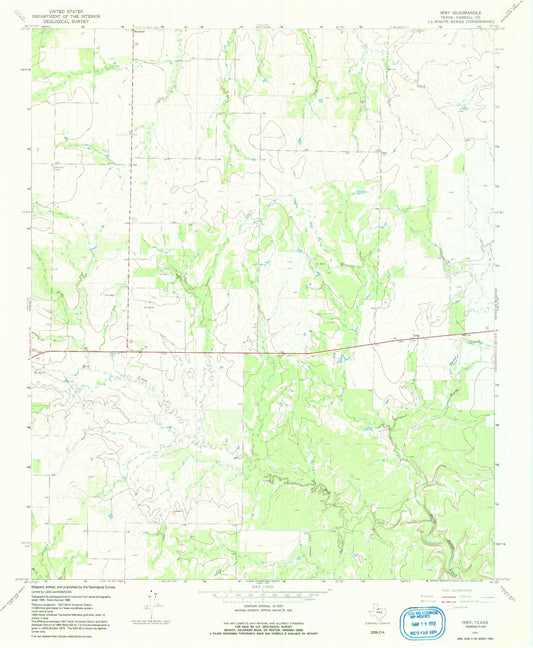 Classic USGS Irby Texas 7.5'x7.5' Topo Map Image