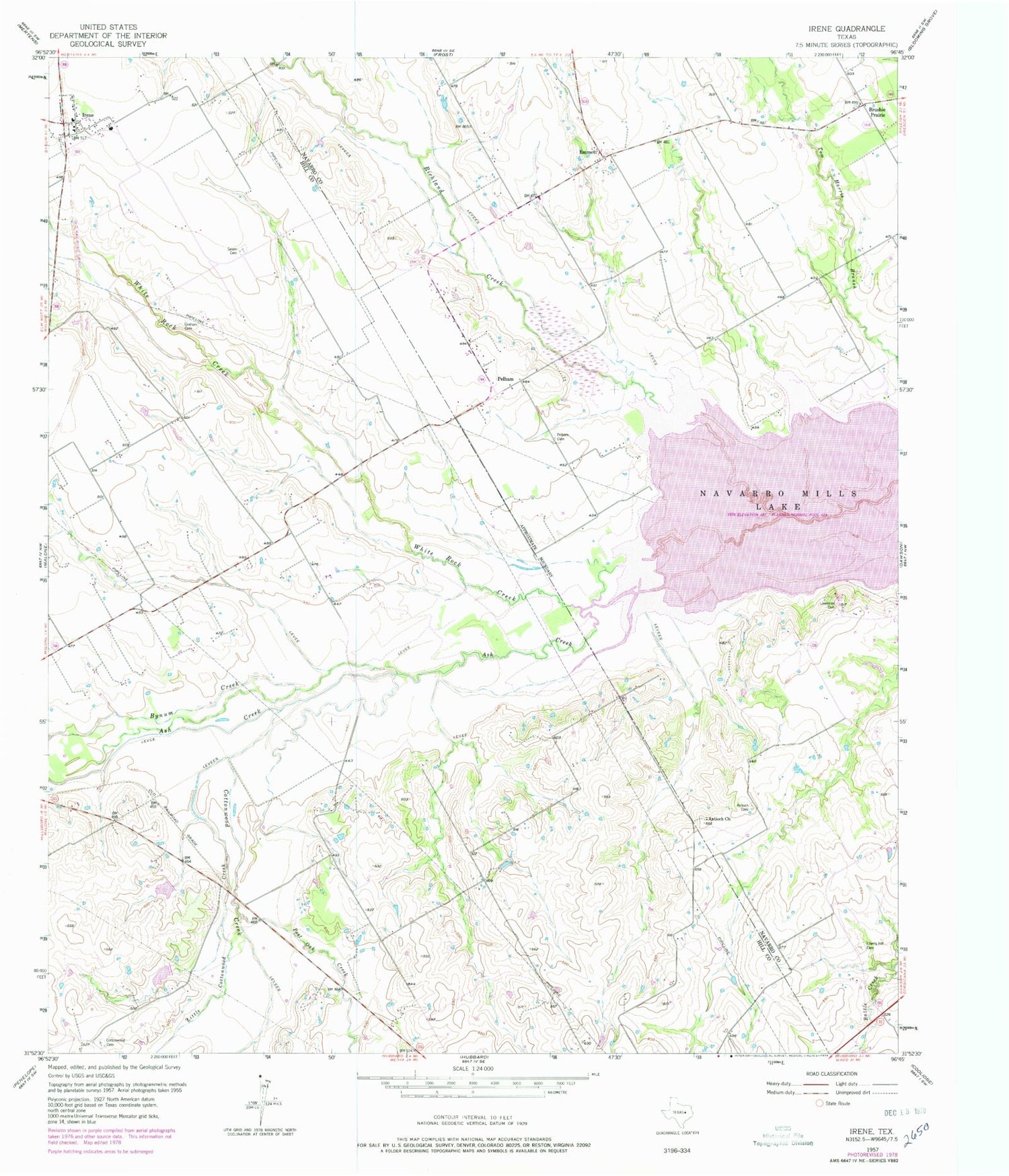Classic USGS Irene Texas 7.5'x7.5' Topo Map Image