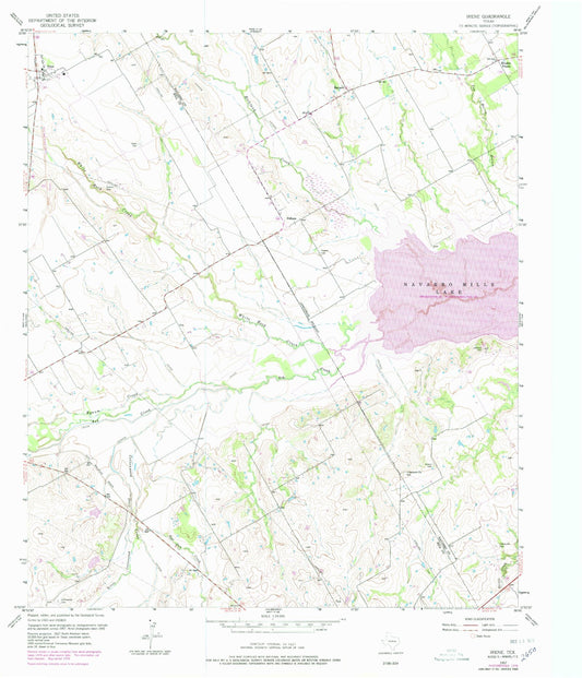 Classic USGS Irene Texas 7.5'x7.5' Topo Map Image