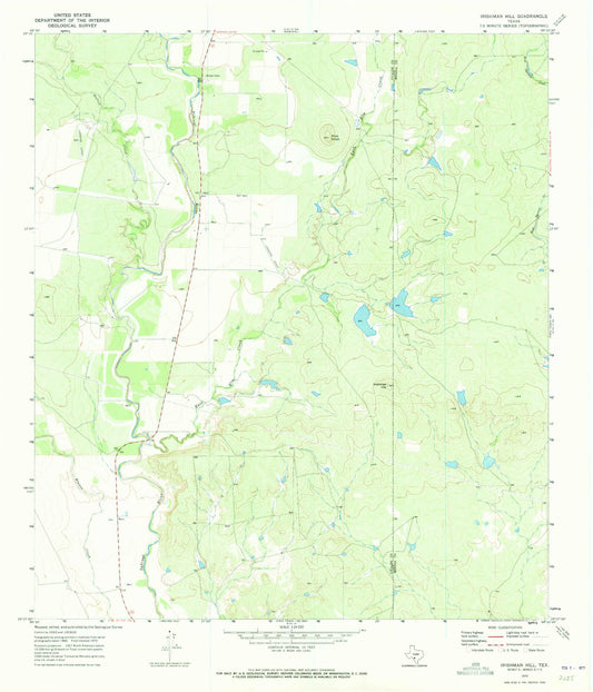 Classic USGS Irishman Hill Texas 7.5'x7.5' Topo Map Image