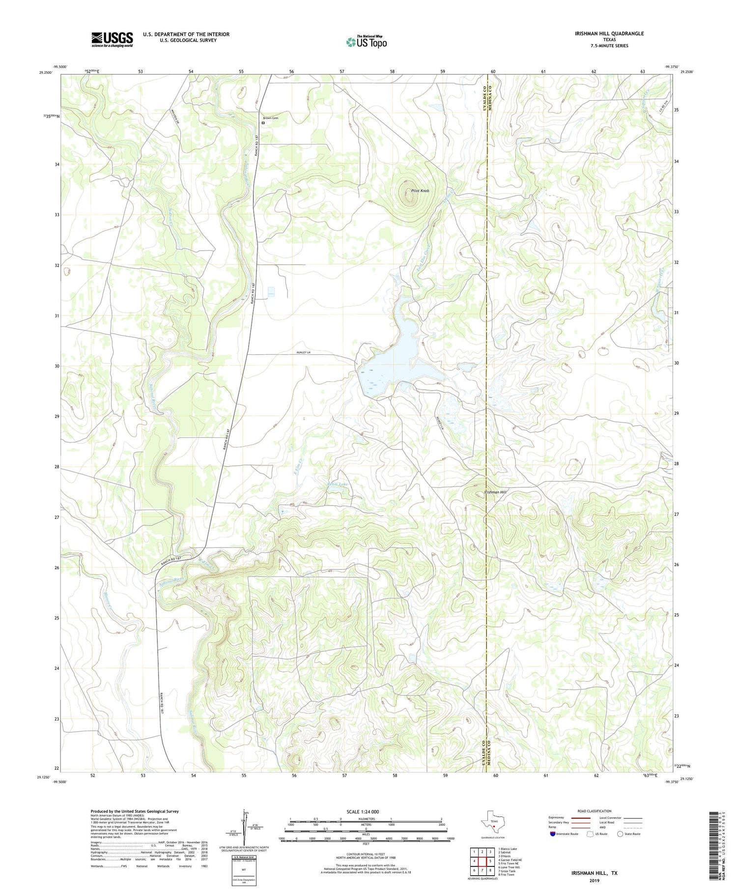 Irishman Hill Texas US Topo Map Image