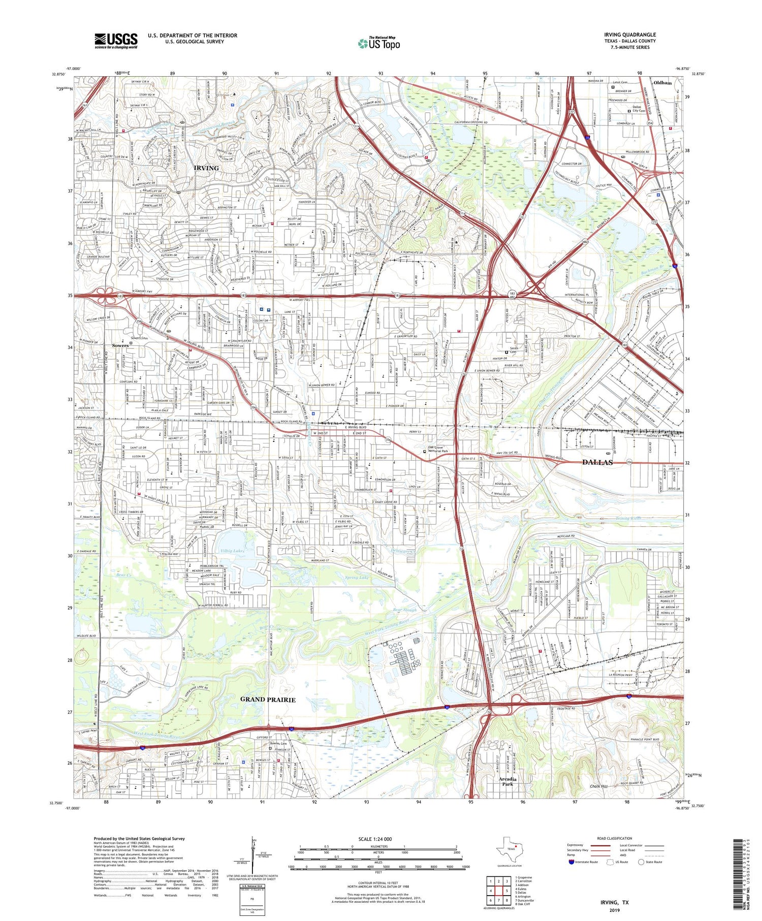 Irving Texas US Topo Map Image