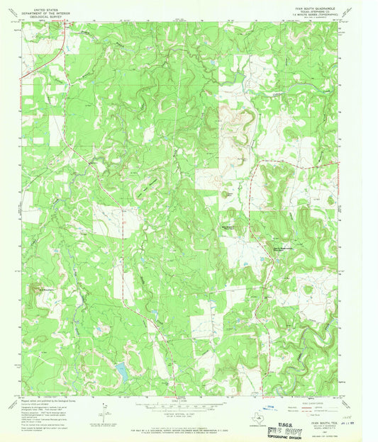 Classic USGS Ivan South Texas 7.5'x7.5' Topo Map Image